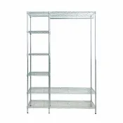 【dayneeds 日需百備】120x45x180公分 電鍍（插管）六層單桿大衣櫥 贈拉簾式防塵布套(掛衣架/收納架/層架)