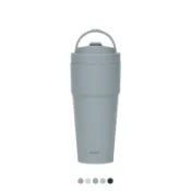 WOKY沃廚雙層陶瓷渾圓杯/ 750ml/ 附矽膠粗吸管/ 紺青藍 eslite誠品