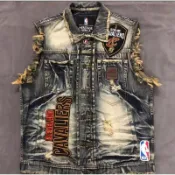 NBA 騎士隊 破壞 水洗 牛仔 背心 外套 嘻哈 饒舌 尺碼L/XL