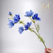 FLORAL M 花藝 初戀少女藍色波斯菊仿真花花材（3入組）仿真花 人造花 假花 裝飾花 花藝材料 居家擺設 仿真花束 乾燥花替代 不凋謝花 高擬真花 插花材料 攝影道具 商業佈置 室內裝飾 花藝設計