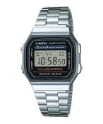 附發票 台灣卡西歐公司貨【時間光廊】CASIO 卡西歐 簡約電子錶 方型 鋼帶 A168WA-1