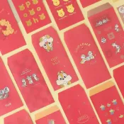 (店+)【Norns】迪士尼紅包袋5入組 附貼紙- 小熊維尼 奇奇蒂蒂 玩具總動員 三眼怪 Disney 新年紅包袋 結婚紅包袋 燙金紅包袋