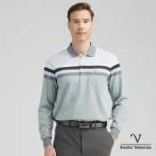 Emilio Valentino 范倫鐵諾男裝精梳棉胸袋薄長袖POLO衫_藍灰白(21-4V8852)