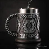 歐洲中世紀神話奧丁戰神啤酒杯德國木桶啤酒杯諸神之戰酒杯水杯