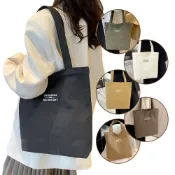 (店+)【Bliss BKK】加厚字母日系A4單肩帆布包 帆布包 帆布袋 購物袋 a4包 肩背包 布包 無印風 拉鍊帆布袋 購物袋 (6色可選)