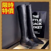 現貨+預購 過膝長靴女鞋子-個性骷髏頭後拉鍊舒適平底真皮女靴子2款71ab31【獨家進口】【米蘭精品】