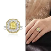 【AURORA 歐羅拉】GIA 一克拉天然黃彩鑽石 PT950 鉑金台 鑽戒  宮廷風尚(Fancy Light Yellow)