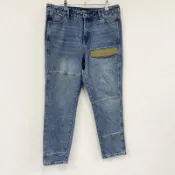 【DOKODEMO】DESIGUAL 拼接牛仔褲/牛仔褲，拉鍊門襟，靛藍色，W34 碼，古著。