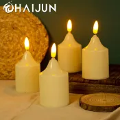 麥麥居家 3D子彈頭尖圓頭仿真 火焰燈芯LED塑料電子蠟燭 圓柱形裝仿石蠟澆注[PP0506055]