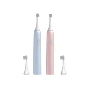 (店+){台北出貨_刷牙有人教} 電動牙刷 兒童牙刷 軟毛牙刷 可愛粉 內建刷牙語音提示 貝氏刷牙