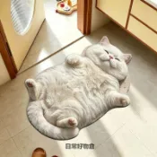 免運 臺灣出貨🌸5D效果貓咪軟硅藻地墊廁所速幹浴室防滑吸水地毯衛生間平面防滑墊1014