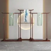 十木屋 【含稅/可開票】仿古新中式實木衣帽架臥室落地衣架茶樓酒店明宿古典掛衣架簡易 快速出貨S