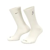 (店+)【NIKE 耐吉】NIKE EVERYDAY PLUS DRI-FIT 米白灰 刺繡小勾 長襪 緩震 快乾 兩雙一組 FB5709-900