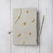 甜睡夢境 金絲刺繡 日月星  手工書衣 手帳衣/A5書衣/手帳套 媽媽手冊書套 寶寶手冊保護套 hobo書衣