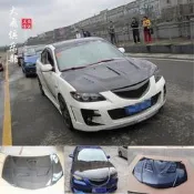 適用于馬自達3碳纖維機蓋引擎蓋Mazda改裝開孔發動機頭蓋大小包圍