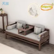 【台灣現貨】dnd中式實木羅漢床推拉沙發床客廳小戶型禪意家具床榻兩用推