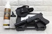 2館 BELL G17 GLOCK 手槍 瓦斯槍 刺客版 + 12KG瓦斯 + 奶瓶 + 槍套( 克拉克BB槍玩具槍射擊