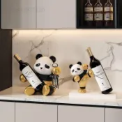 酒架 紅酒架 酒架擺件 紅酒展示架 放酒置物架 酒具 葡萄酒架 創意熊貓紅酒架輕奢酒櫃擺件客廳電視餐邊櫃高顏值裝飾品喬遷