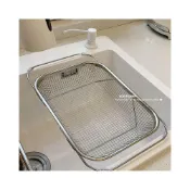 (店+)不鏽鋼瀝水籃可伸縮廚房水槽濾水籃家用長方形瀝水架子洗菜盆收納