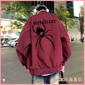 JACK-棒球服外套 夾剋 棒球外套 飛行外套 夾剋 酒紅色棒球服男士外套春秋款新款潮牌美式高街ma1飛行員夾剋