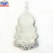 藝晶店★頂級*天然全美清料淨透白水晶寶瓶觀音包框墜(36885) 