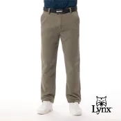 【Lynx Golf】男款混紡材質彈性舒適經典百搭素面卡其褲平口休閒長褲-卡其色