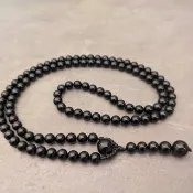天然黑碧璽念珠项链共108颗佛珠适用于佛教咒语瑜伽冥想和