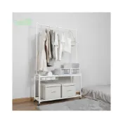 (店+){RY}衣櫃 置物架 服飾店展示架 鐵藝服飾架 加粗臥室掛衣架 附輪子女裝店落地衣架 附籃 收納架 落地衣帽架