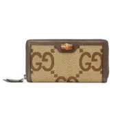 Gucci Diana Jumbo GG竹節牛皮飾邊拉鍊長夾(658634-烏木)
