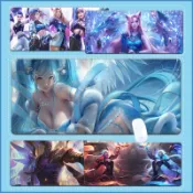 訂製桌墊 客製化LOL 英雄聯盟滑鼠墊 超大滑鼠墊/桌墊 超大皮革防水桌垫 阿璃 阿卡莉 瑟雷西 遊戲 電競滑鼠鍵盤墊