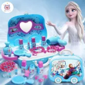 🎀愛莎公主仿真冰雪奇緣化妝盒 兒童化妝 兒童彩妝 冰雪奇緣化妝箱 冰雪奇緣3閤1化妝行李箱 化妝臺 愛莎公主兒童過家家酒