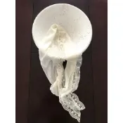 正韓🇰🇷｜蕾絲刺繡細長圍巾（米白）