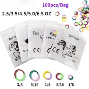 100 件/袋彩色牙科正畸彈性橡皮筋用於牙套紮帶環 2.5/3.5/4.5/5.0/6.5OZ