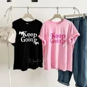 【Want-Meow】75公斤可穿/撞色英文蝴蝶結字母T大學T圖案T上衣短袖T恤(大碼/大尺碼/加大碼/短袖上衣)