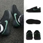 (店+)【NIKE 耐吉】NIKE BIG LOW LUX Tiffany平替款 黑綠 墨綠 麂皮 休閒 板鞋 滑板鞋 男鞋 854166-008
