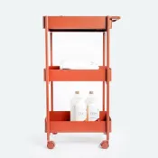 (店+)【HOLA】PALETTE鐵製烤漆附把手三層推車 磚瓦紅