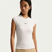 【NIKE 耐吉】短袖上衣 女 緊身 AS W NSW CHILL KNIT RIB SS TOP 米灰 IF0243-133