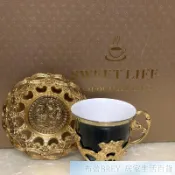 「🌟工廠爆殺」金色土耳其咖啡杯宮廷風歐式法式咖啡杯歐式英倫風複古浮鵰聞香杯 H58J