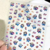 YOYO優品 | 可愛神偷奶爸小黃人浮雕美甲貼紙5D立體黃豆豆水杯ccd手機殼diy貼