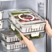 【甜橘】食品級冰箱專用收納 盒冷凍帶蓋密封盒食物餃子盒蔬菜食品罐保鮮盒