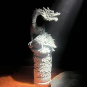 水族造景 茶寵 盆景 石雕 禪意擺件 石象 雕刻擺件 魚缸造景 魚缸擡頭盤龍柱國潮祥雲底座九龍柱龍宮微景觀假山佈景假山桌