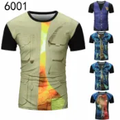 FINDSENSE服飾 FINDSENSE MD 韓國 休閒 時尚 男 圓領套頭 3D背心牛仔印花 短袖T恤 圖案T 特色短T