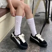 (店+)【PUMA】Puma Platform Trace V 珍珠蝴蝶結 麂皮 厚底增高 鬆糕鞋 372613-01