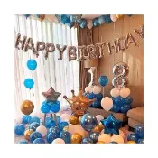 銀藍色皇冠生日快樂氣球組1組(生日 氣球 派對佈置 告白 求婚)
