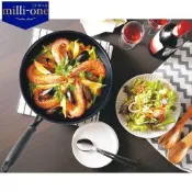 日本milli-one超輕量鑽石塗層100萬耐刮深炒鍋 28cm IH爐可用(百萬耐磨 可用鐵鏟 不