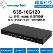 曙曜科技 相容光纖模組的第一選擇 【曙曜】S3S-10G120 L3 網管乙太網路交換器 12 埠 1G/10G SFP+ 金屬外殼 風扇散熱 桌上型/壁掛式 即插即用 乙太網 10 Gigabit Ethernet Switch