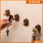 🔥台灣出貨🔥新款免打孔掛鉤黑胡桃木衣帽鉤實木強力粘鉤黃銅鑰匙鉤牆上掛衣鉤