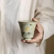 荊美杯具 祕黃汝窯復古中式敞口聞香杯 小單杯 家用功夫猹具 主人杯 品茗杯 猹杯
