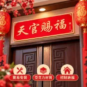 🔥臺灣出貨🔥天官賜福門貼 橫批門牌貼 自黏亞克力門飾 家用招財納福 春節新年佈置 入厝開運 玄關大門裝飾 平安吉祥