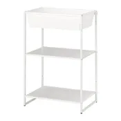 【IKEA 宜家家居】JOSTEIN 層架組連收納盒，室內/戶外用/金屬 白色，61x40x90 公分